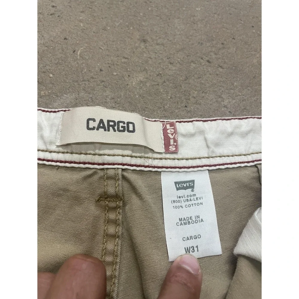 Levis Cargo Shorts Mens 31 Beige Canvas Relaxed Utility Pockets Workwear Zip Fly